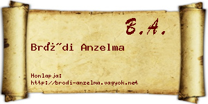 Bródi Anzelma névjegykártya